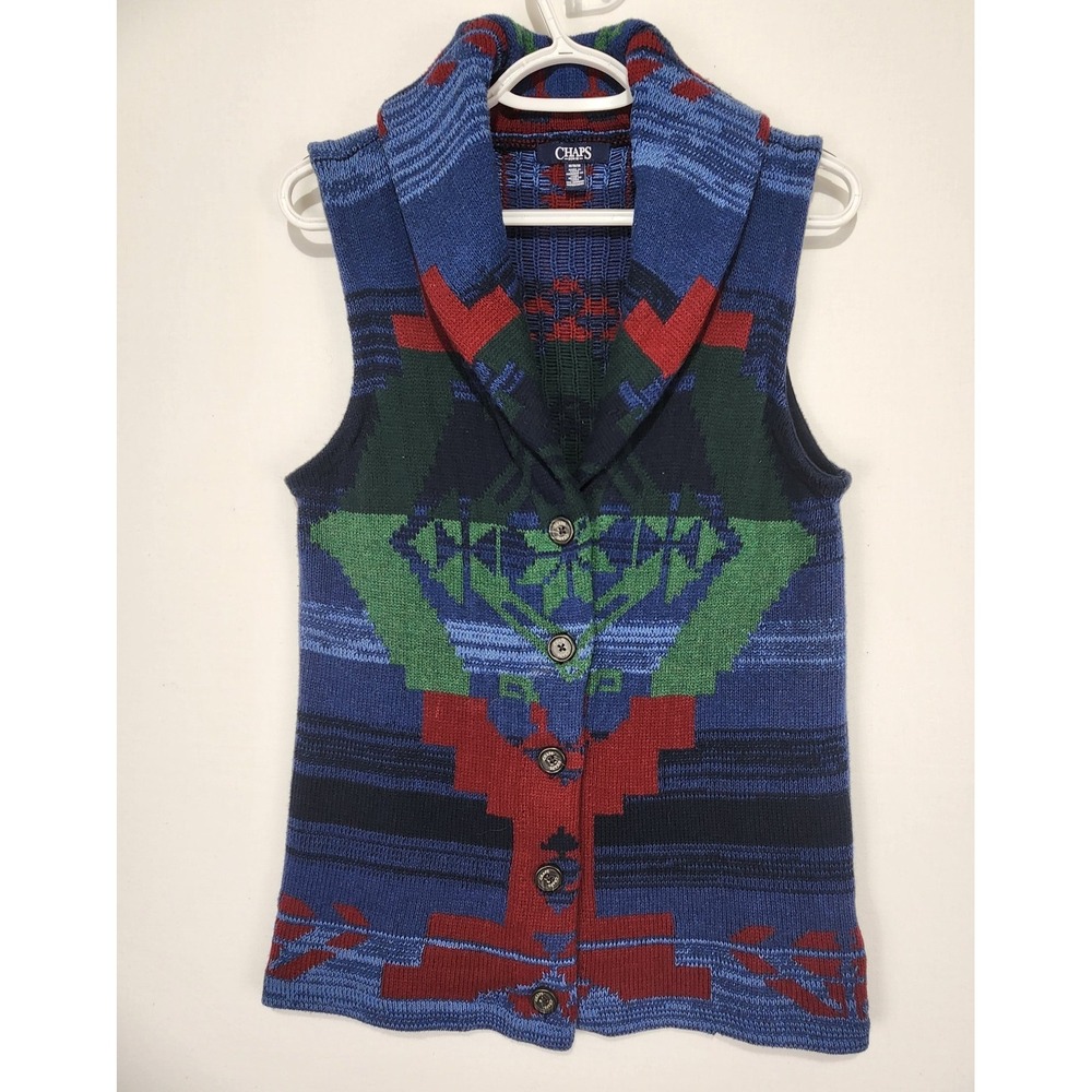 Chaps Ralph Lauren Women's Medium Aztec Southwestern Knit Sweater‎ Vest